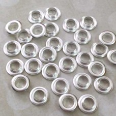 9-10mm outer (5mm ID) Satin Silver Plated Bead Grommet - Pack of 30