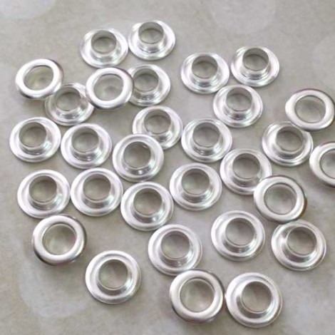 9-10mm outer (5mm ID) Satin Silver Plated Bead Grommet