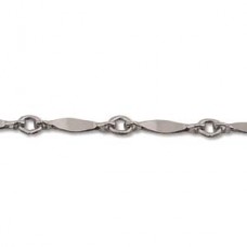 2x8mm Link Silver Plated Dapped Cable Chain - Per 30cm