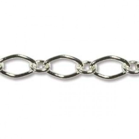 7x5mm Silver Plated Long + Short Cable Soldered Link Chain