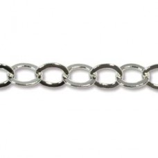 5x6mm Silver Plated Round Link Flat Cable Chain