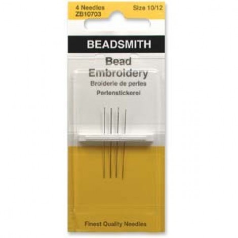 Beadsmith Size 10/12 Bead/Embroidery Needles - Shorts (1.75in - 44mm) - Pack of 4 Beadsmith Size 10/12 Bead/Embroidery Needles - Shorts (1.75in - 44mm) - Pack of 4