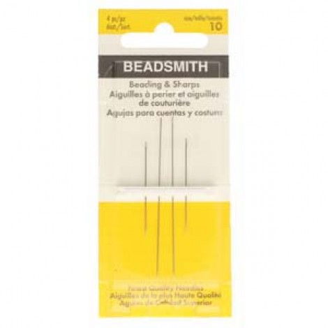 Beadsmith Size 10 Assorted Length Beading Needles - 2 Shorts, 2 Longs - Pack of 4