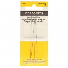 Beadsmith Size 12 Extra-Long (75mm) Beading Needles - Pack of 4