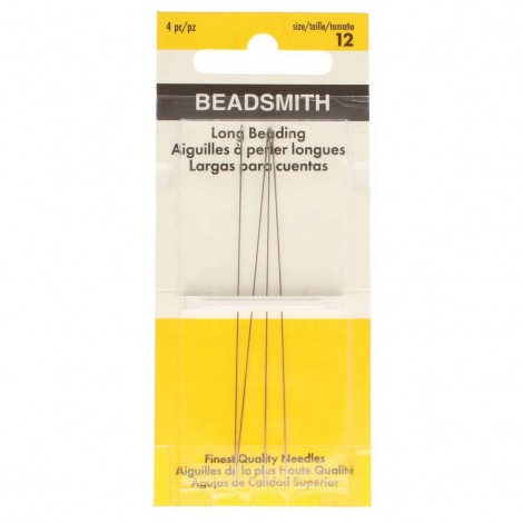 Beadsmith Size 12 Extra-Long (75mm) Beading Needles - Pack of 4