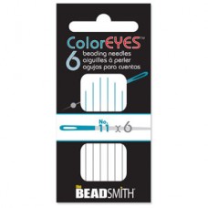 Beadsmith Coloreyes Beading Needles - Size 11 - Blue - Pack of 6