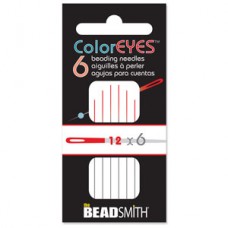 Beadsmith Coloreyes Beading Needles - Size 12 - Red - Pack of 6