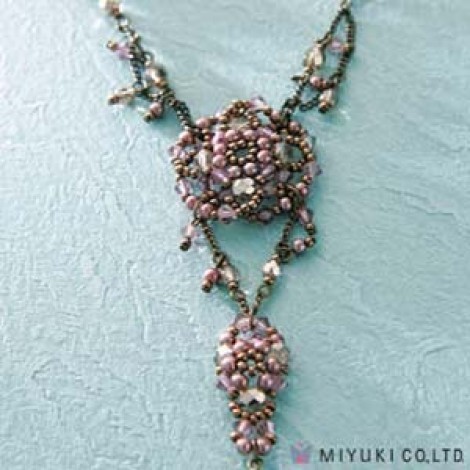 Miyuki Jewellery Kit - Crystal Doily Necklace (Purple)