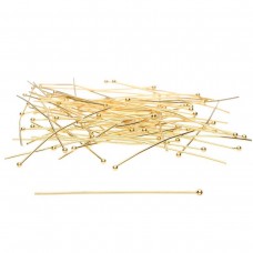 50mm (2in) Beadsmith 24ga Gold Pl Brass 2mm Ball Tipped Headpin - Pack of 24