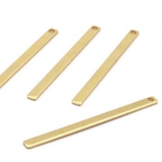 45x3x1mm Raw Brass Long Rectangle Pendant Drop Bars