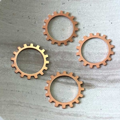 19mm 24ga Steampunk Raw Copper Open Gears - Pack of 4