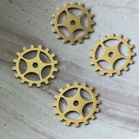 20mm Steampunk Spoke Gear - Brass - Pack of 4