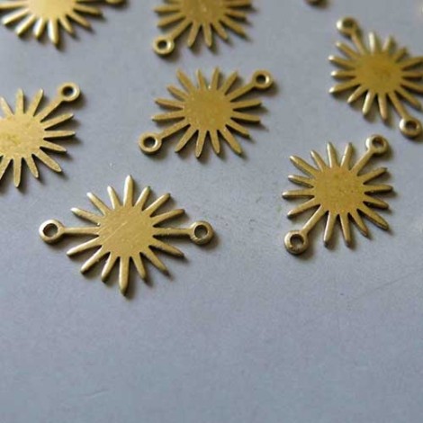 18x13mm Raw Brass Sun Connector Link-Charms