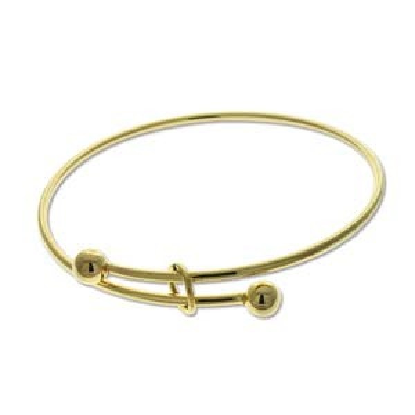 Expandable Wire Charm Bracelet Bright Gold BRACELETSCUFFSBANGLES