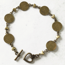 Antique Bronze Bracelet w/Crown Edged 15mm Cab Setting - Each