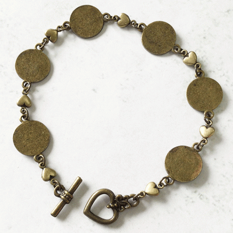 Antique Bronze Bracelet w/Crown Edged 15mm Cab Setting - Each Antique Bronze Bracelet w/Crown Edged 15mm Cab Setting - Each