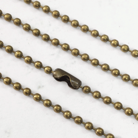 27" (68cm) x 2.4mm diam Ball Chain Necklace - Ant Bronze - Each