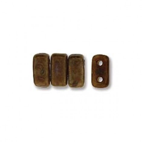 3x6mm Czechmate Bricks - Op Lt Beige Copper Picasso