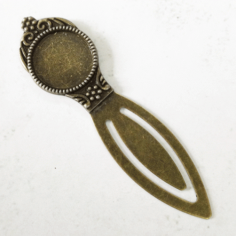 Antique Bronze Plated Flower Bookmark w/18mm ID Cab Setting