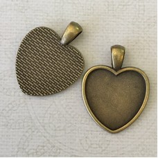 25mm ID Antique Bronze Heart Pendant Cabochon Setting