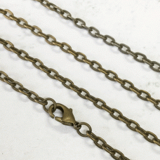 27" 3x4mm Link Vintage Antique Bronze Necklace Chains