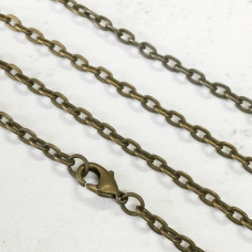 27" (68cm) 3x4mm Link Vintage Antique Bronze Necklace Chains - Each