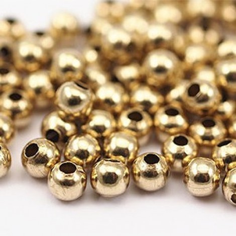 5mm Raw Brass Ball Beads w-1.5mm hole