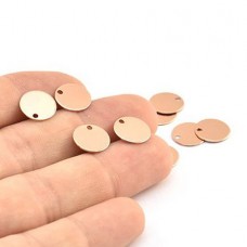 10mm 24ga Rose Gold Plated Brass Round Drop Blanks