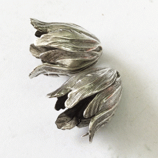 17x20mm Silver Plated Brass Vintage Style Tulip Beadcap - Each