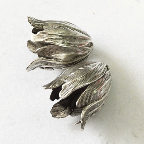 17x20mm Silver Plated Brass Vintage Style Tulip Beadcap - Each
