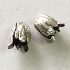 9x11mm .925 Silver Plated Brass Vintage Style Tulip Beadcap - Each