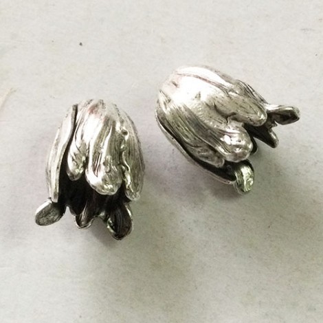 9x11mm .925 Silver Plated Brass Vintage Style Tulip Beadcap - Each