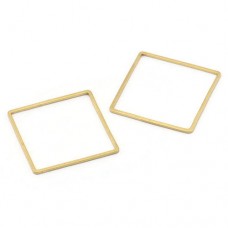 25x0.8mm Raw Brass Square Link Rings - Pack of 4