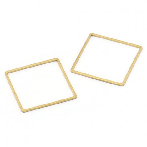25x0.8mm Raw Brass Square Link Rings - Pack of 4