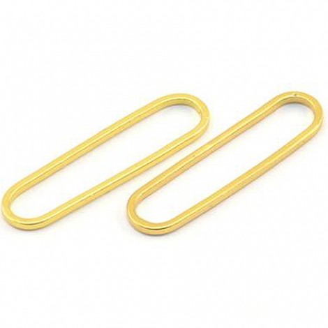 25x6x1mm Gold Plated Brass Oval Link Connectors - Pack of 6