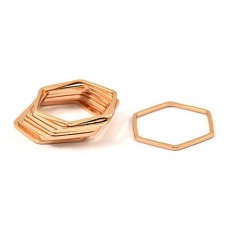 20x.8mm Rose Gold Plated Brass Hexagon Link Ring-Charms