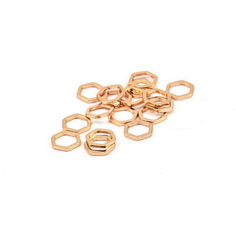 8x1mm Rose Gold Plated Hexagon Geometric Link Rings