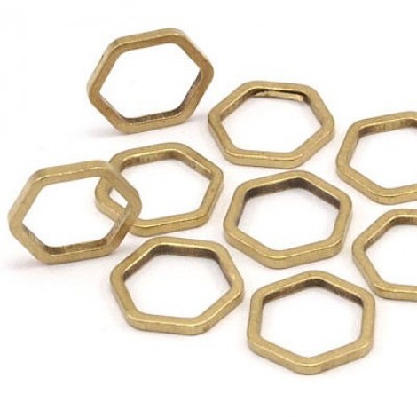 10x1mm Raw Brass Hexagon Link Ring-Charms