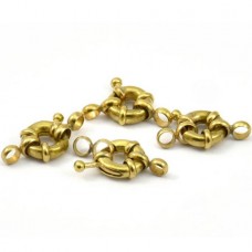 9mm Raw Brass Heavy Spring Ring Clasps with Two Loops