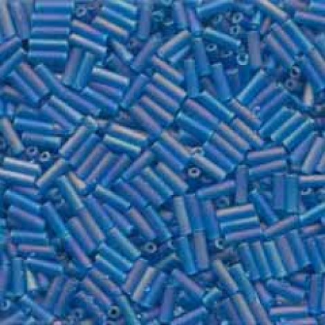Matsuno #3 6mm Bugle Beads - Transp Medium Blue Frosted AB