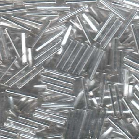 Matsuno #5 12mm Bugle Beads - Silver Lined Crystal Clear