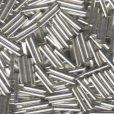 Matsuno #5 (12mm) Bugle Beads - Metallic Silver - 18gm 