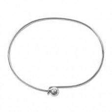 Silver Beading Bangle - Oval with Threaded Ball Screw