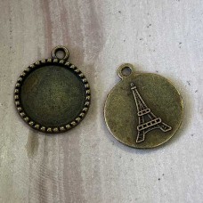 18mm Vintage Antique Bronze Bezel Pendant Drops - Pack of 4