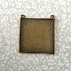 49mm Vintage Bronze Square Bezel Frame w-2 Loops - Each