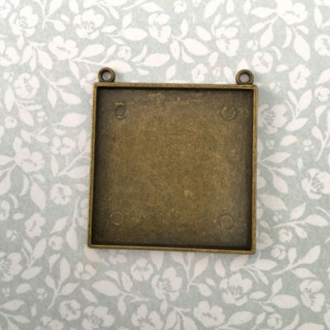 49mm Vintage Bronze Square Bezel Frame w-2 Loops - Each 49mm Vintage Bronze Square Bezel Frame w-2 Loops - Each