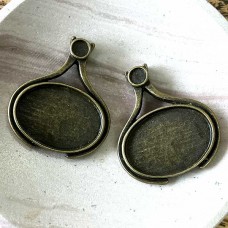 18x25mm ID Oval Ant Bronze Bezel Pendant Settings - Pack of 2