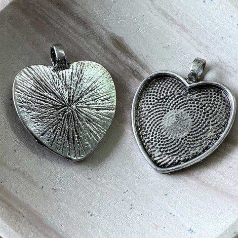 28mm Antique Silver Pendant Bezel Frame - Pack of 2