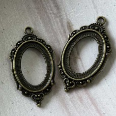43x24mm (18x24mm ID)  Ant Bronze Oval Cabochon Base Pendant - Pack of 2