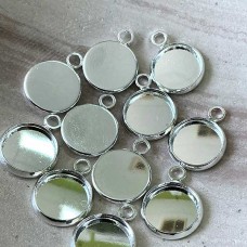10mm ID Silver Plated Bezel Pendant Drops - Pack of 20